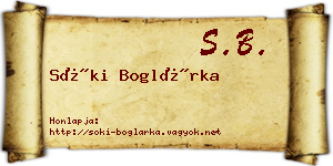 Sóki Boglárka névjegykártya